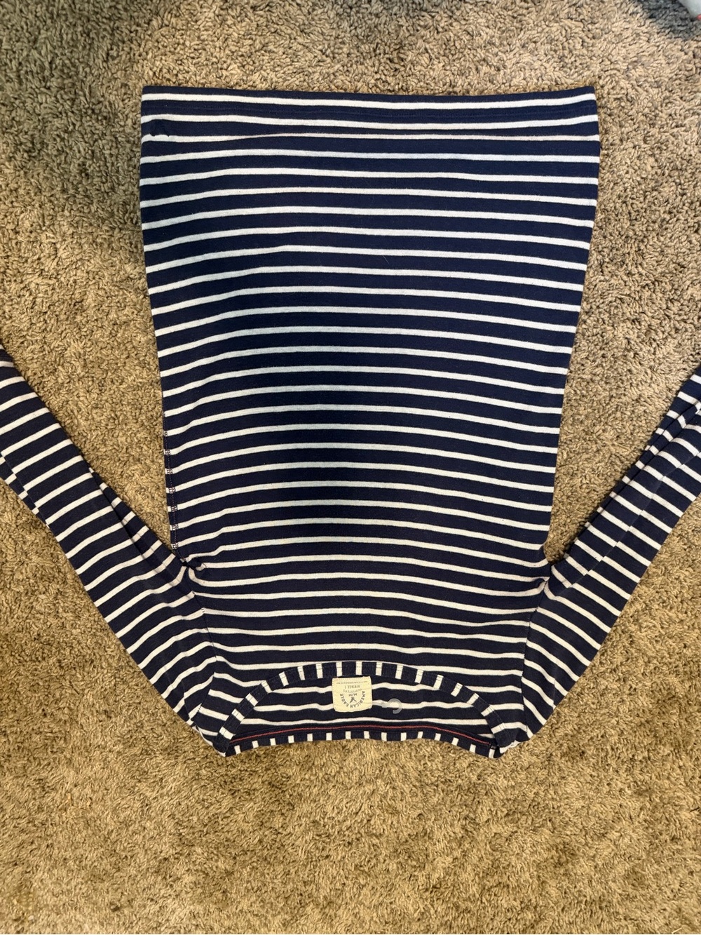American Eagle Outfitters Navy and White Striped Shirt